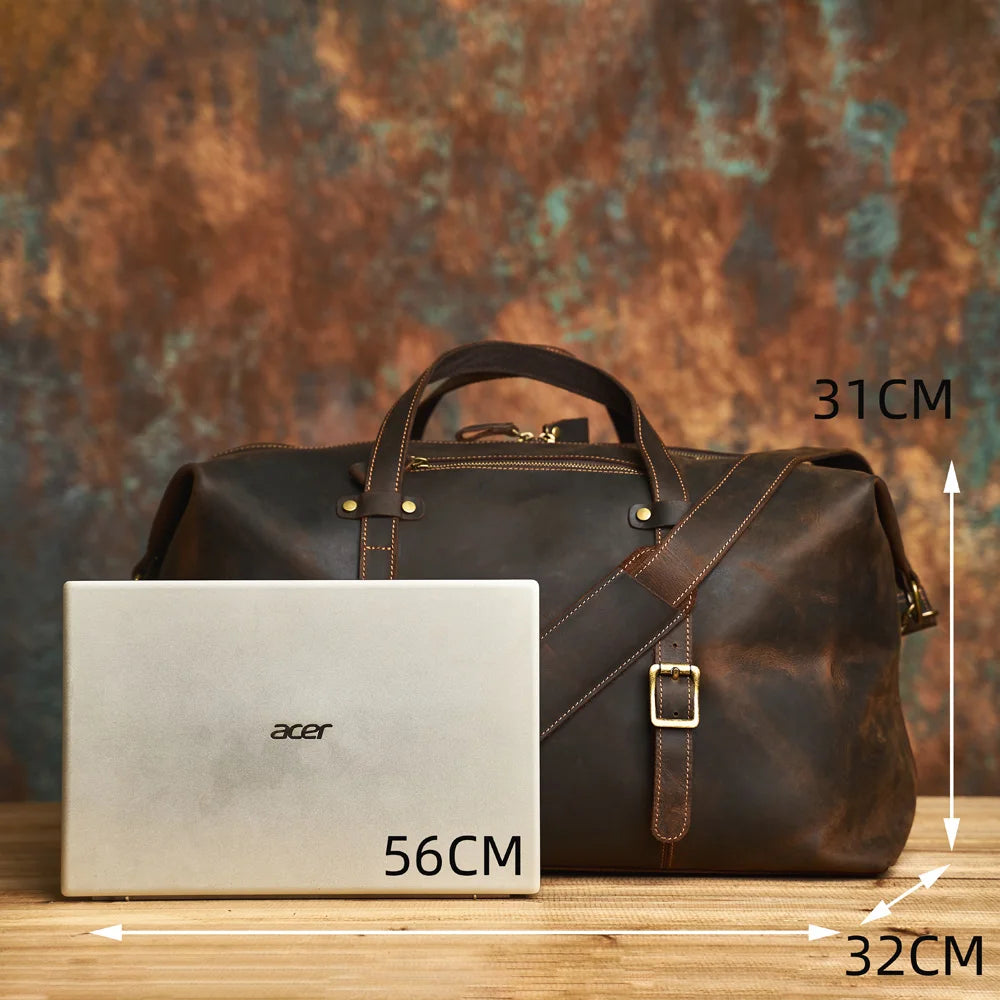 Leather Men's Overnight Duffel Bag