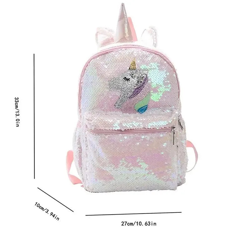 Cute Pink Unicorn Girls Sequin Backpack