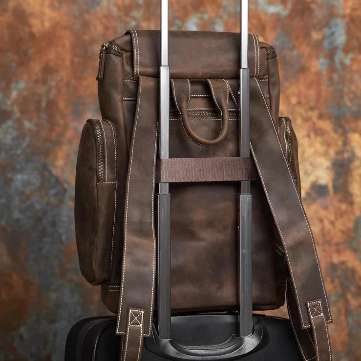 Leather Zip Top Backpack