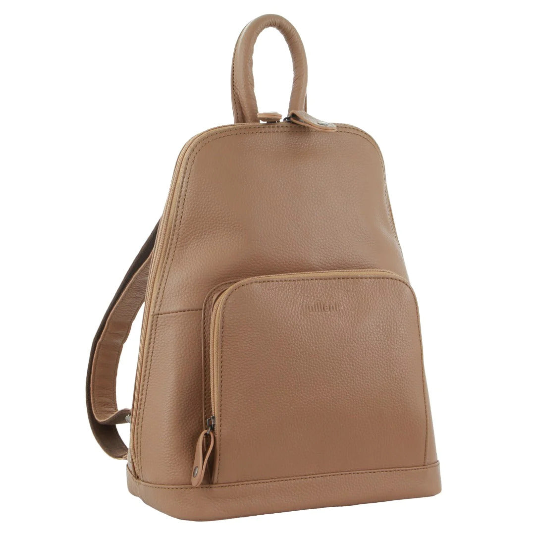 Milleni Italian Nappa Leather Twin Zip Backpack