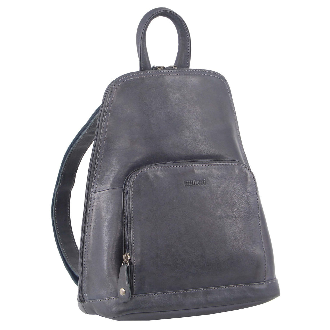 Milleni Italian Nappa Leather Twin Zip Backpack