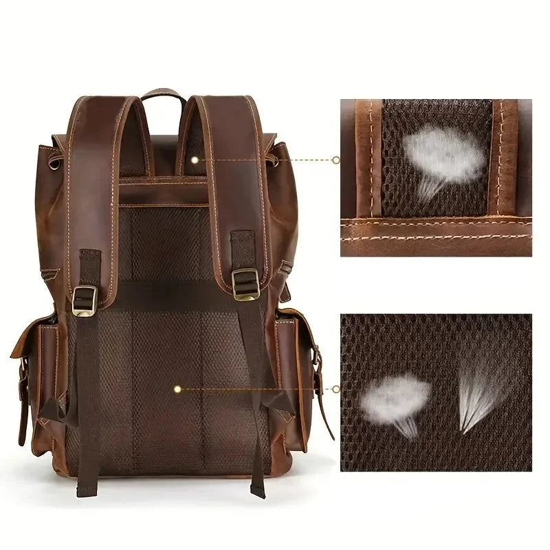Leather Open Top Backpack