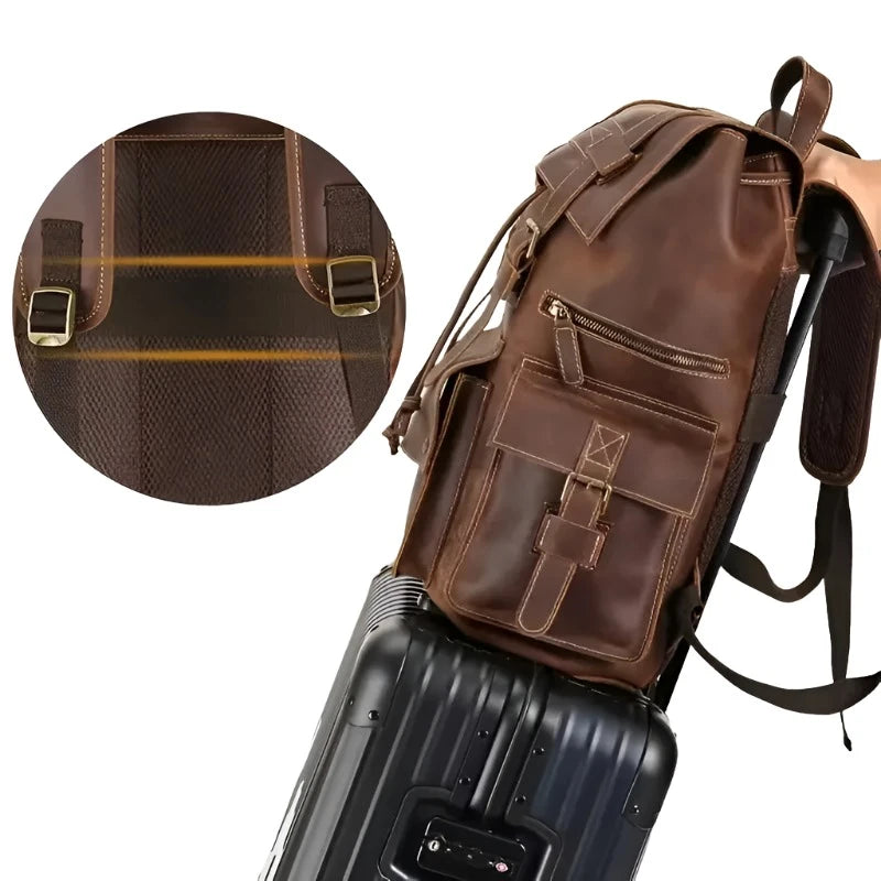 Leather Open Top Backpack