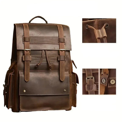 Leather Open Top Backpack
